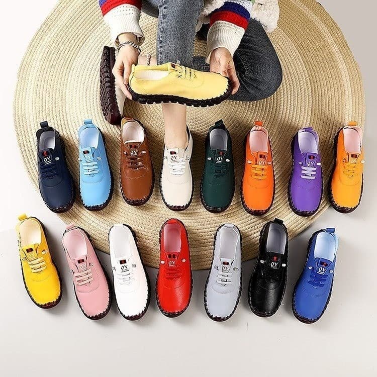 Spring New Casual Shoes with Handmade Stitching, Hollowed-Out Breathable Soft-Soled Lace-Up Shoes, Large Size Shoes in Stock