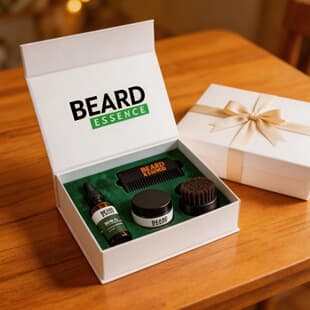 Cross-Border Men's Beard Care 4-Piece Set Beard Oil Beard Balm Round Boar Bristle Brush Gift Box Set