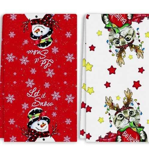 Cross-border Printed Kitchen Dish Towels, Festive Table Decorations, Custom Labeling Available for Dropshipping