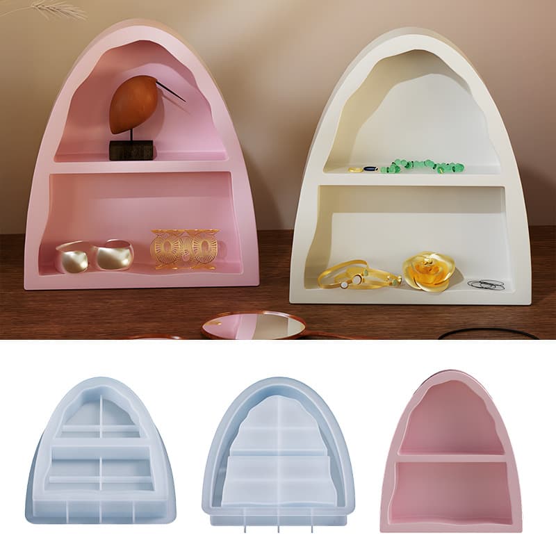 DIY Aromatherapy Plaster Arch Two-Grid Storage Tray Mold Small Figurine Ornament Display Silicone Mold