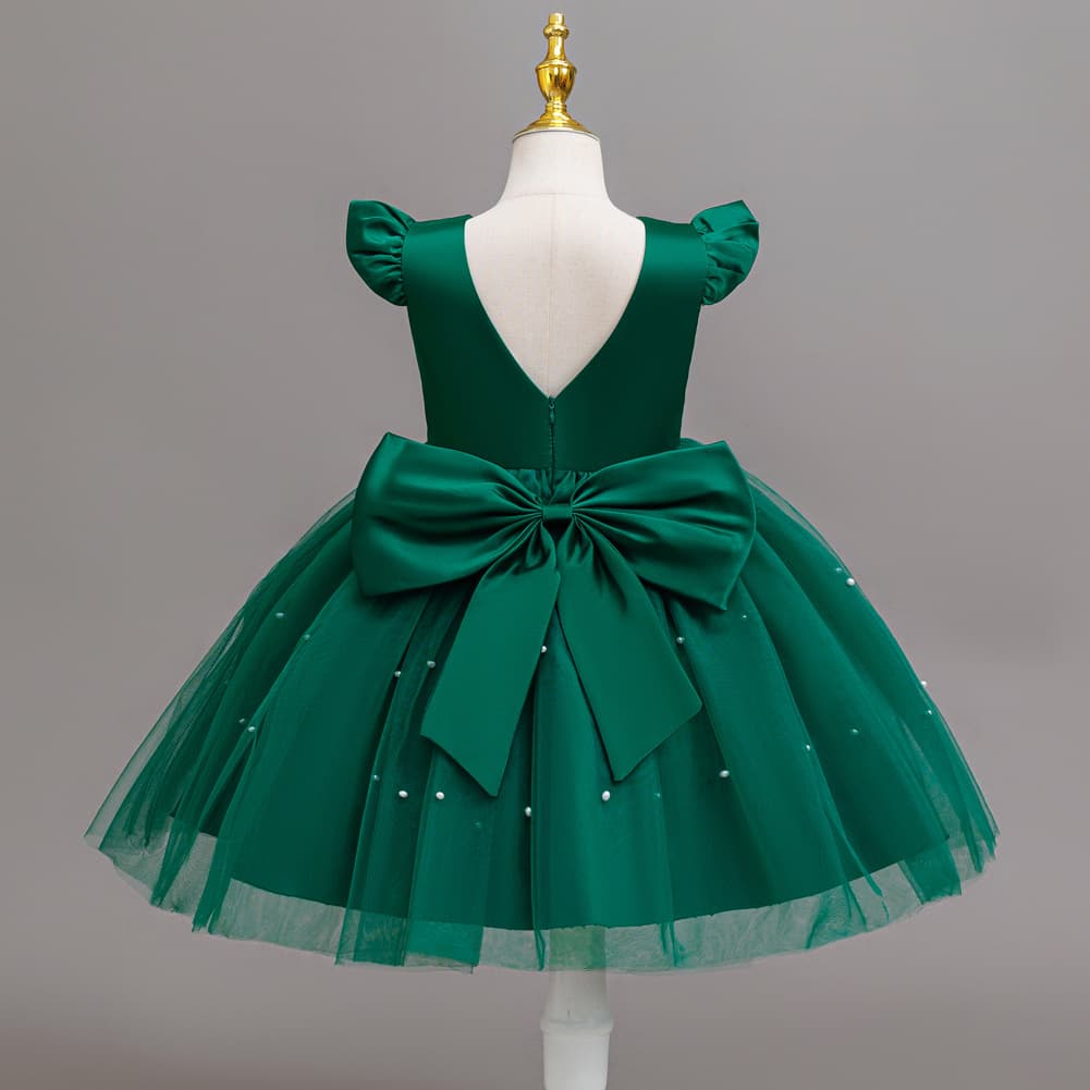 Girls' Formal Dress Princess Gown Children's Beaded Tulle Dress Christmas Evening Party Wedding Flower Girl Dress Dropshipping