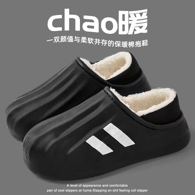 Winter Indoor Thick Sole Cotton Slippers for Women and Couples, Home Slippers Warm and Non-Slip, Plush Men's Shoes, Autumn Floor Slippers