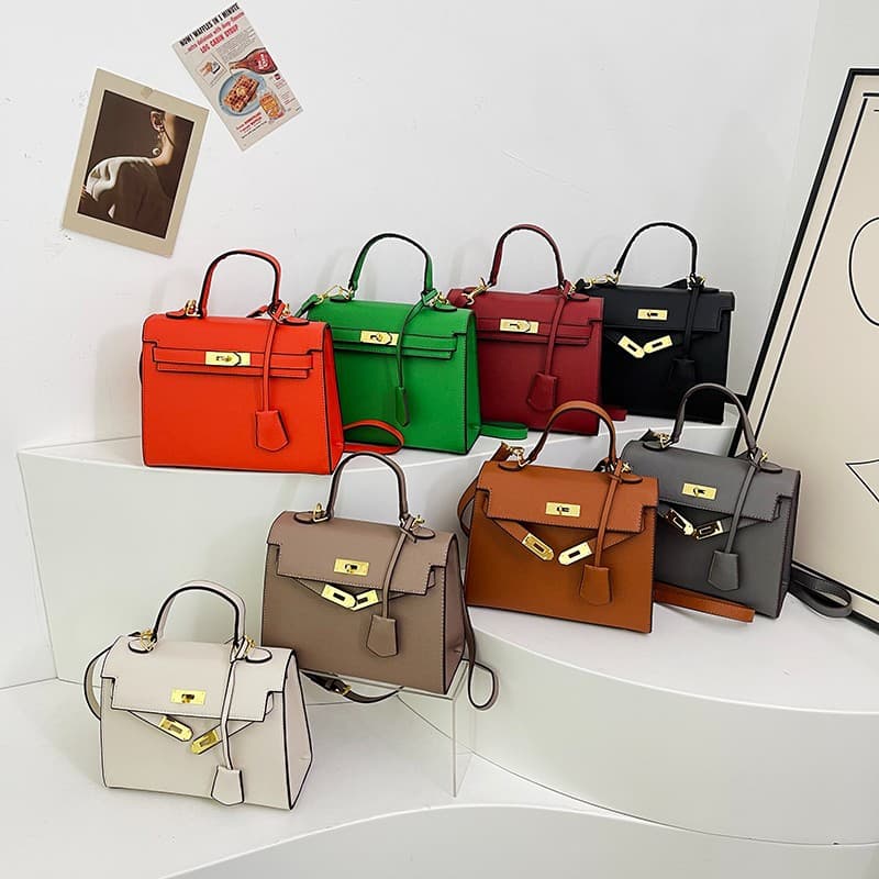 Cross-border Textured Handheld Kelly Bag 2026 Spring/Summer New Arrival European and American Retro Trendy Pebble Grain Shoulder Crossbody Women's Bag