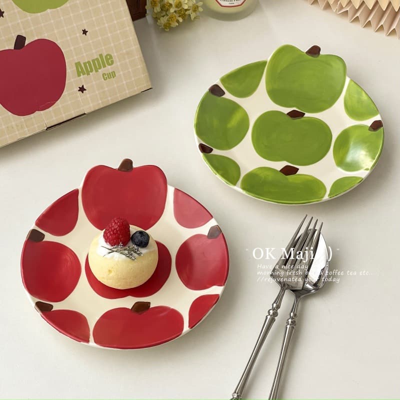 Creative Ceramic Plate Cute Underglaze Color Dish Premium Fruit Dessert Plate Exquisite Beautiful Dinner Plate