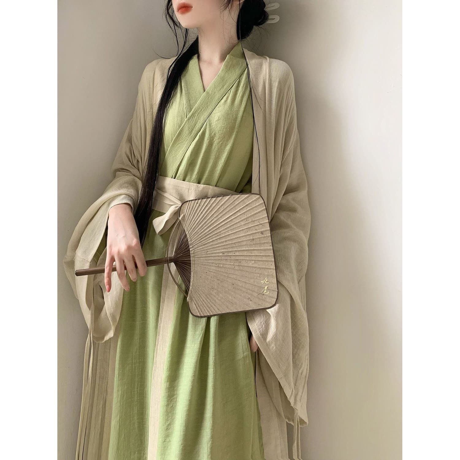 Jiangnan Style Chinese Straight Robe Set Ancient Dance Modified Hanfu Women Wei-Jin Style Large Sleeve Robe Ancient Costume Set