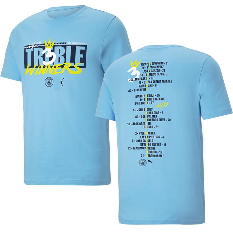 Guangzhou Yiyide Garment Factory Manchester City Triple Crown, Champions League and FA Cup, Premier League Triple Crown, short-sleeved T-shirt