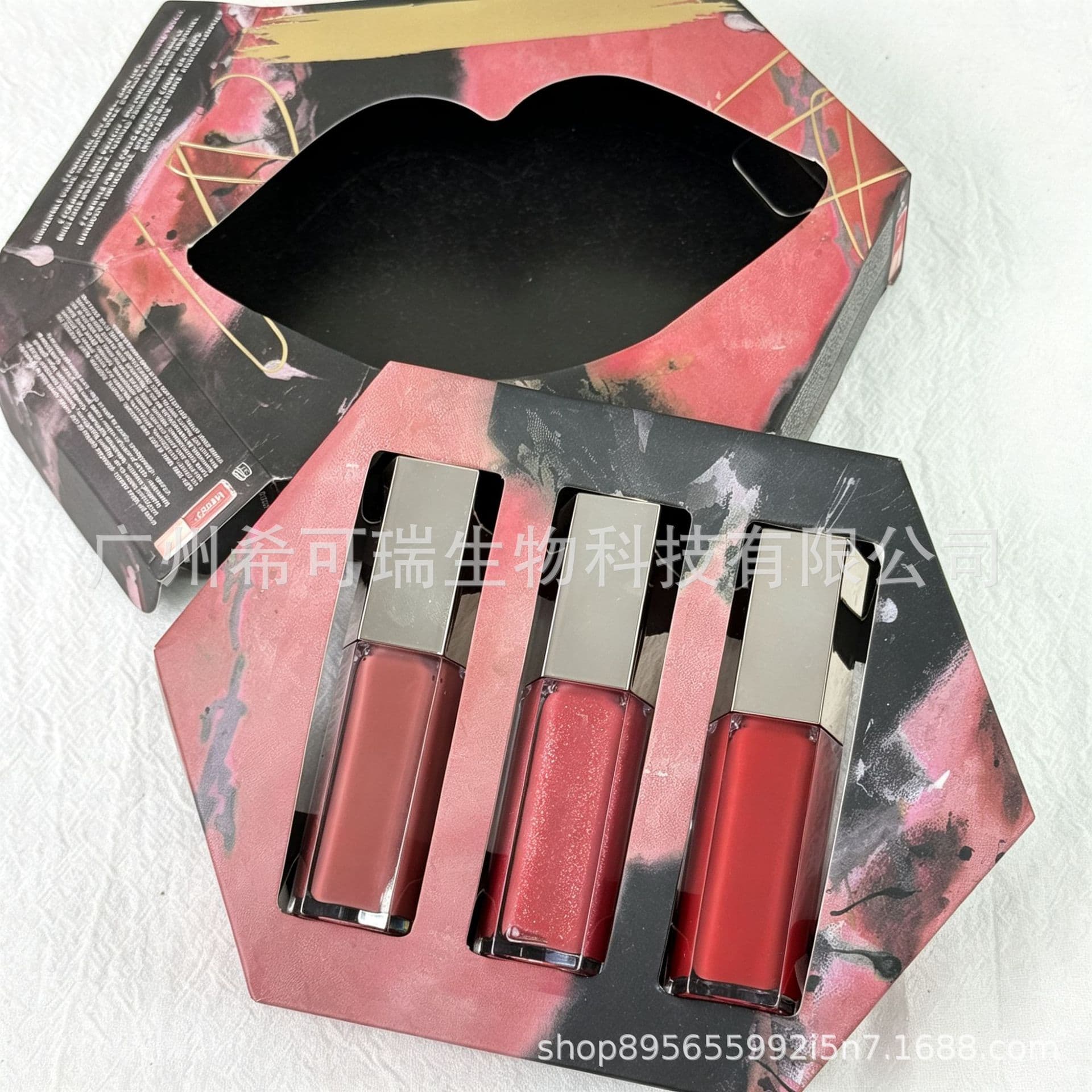 Cross-border Fenty Gloss Bomb Rihanna Limited Lip Gloss Mirror Shine Lip Gloss Lipstick Hexagonal 3-Piece Set