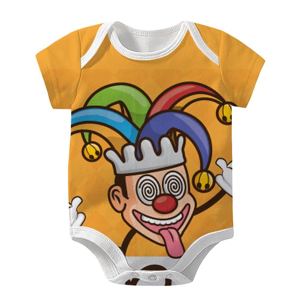 Cute clown all-over printed baby swag, short-sleeved pure cotton soft one-piece romper, cute daily life for men and women.