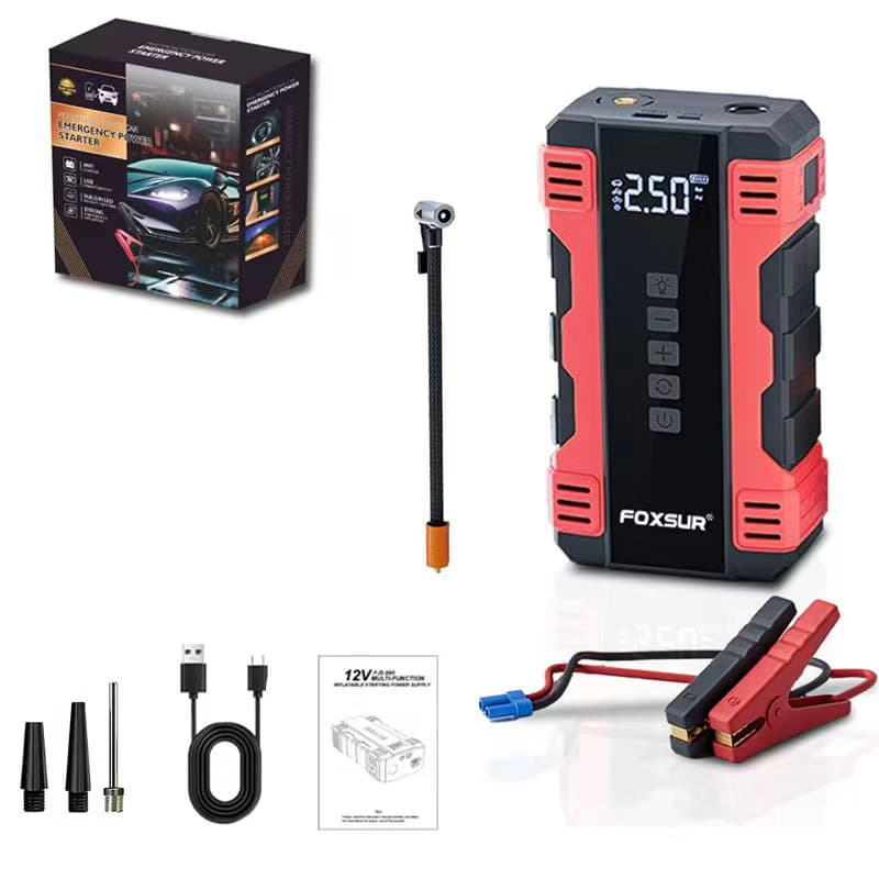 Car emergency starting power supply, inflatable all-in-one motorcycle, car battery, car air pump, car and motorcycle battery