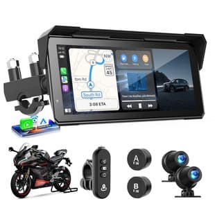 8.1" INCELL Motorcycle Carplay Dual-Lens Dash Cam WIFI Bluetooth GPS Wired Remote Front and Rear 2K