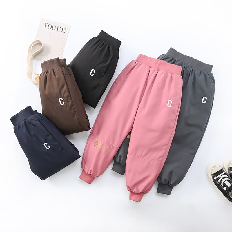 Children's Down Silk Pants Boys Girls Thickened Baby Toddler Kids Outer Wear Korean Style Cargo Pants Winter