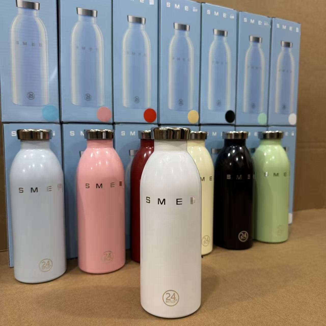 Smeg New Large Capacity High Aesthetic Small Mouth Bottle Portable Insulated Cup Ins Style