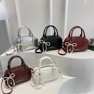 Wholesale Fashion Simple Mini Square Bag for Women 2025 Summer New Pearl Bow Shoulder Bag Trendy Crossbody Bag