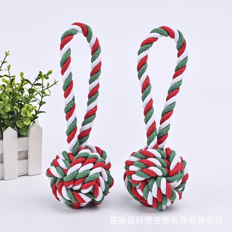 Spot dog pet cotton rope toys, hand-pulled ball, portable ball, single-ear ball toy, dog toy, pet toy