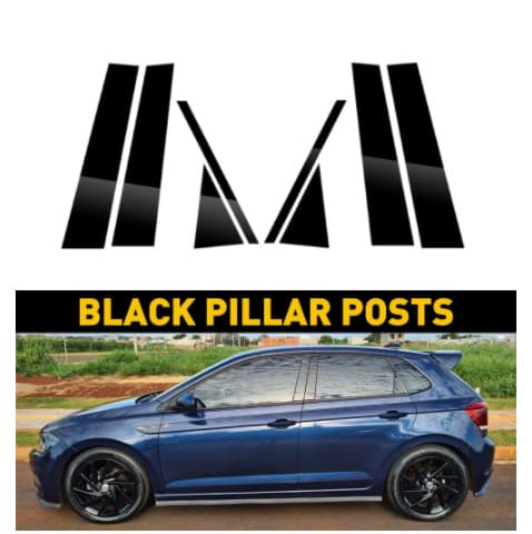 For Volkswagen 2019-2022 POLO window trim, VW Polo MK6 black PC mirror B-pillar sticker