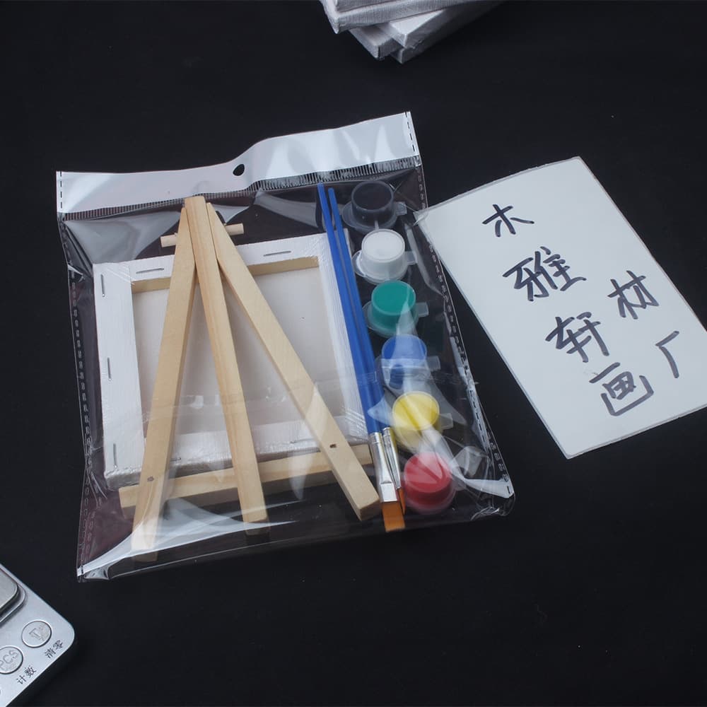 Children's DIY Painting Oil Painting Small Picture Frame Set, Oil Painting Frame with Canvas, 10*10 Mini Cotton Canvas Frame
