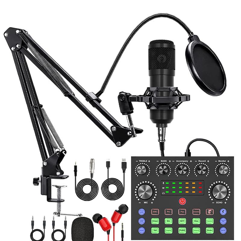 V8S mobile sound card English podcast equipment set bm800 microphone singing mobile phone F998 live broadcast set