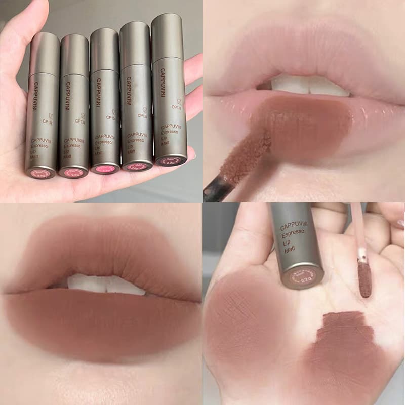 Cappuvini Concentrated Lip Gloss, Matte Lip Gloss Lip Color, Affordable Autumn Winter Student Women Velvet National Cosmetics Lipstick