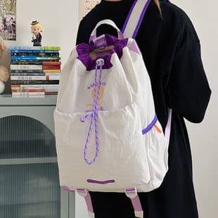 Korean-style Drawstring 2026 New Travel Hiking Backpack for College Students Outdoor Contrast Color Backpack for Outdoor Activities