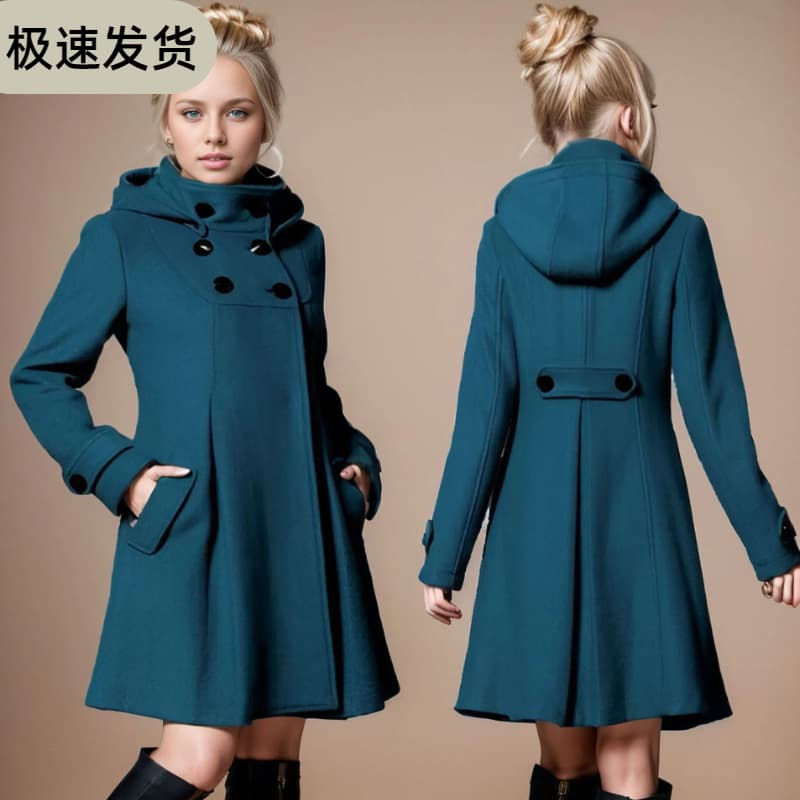 Women's Cross-Border Wool Coat Mid-Length Cape Trench Coat Fashion Versatile