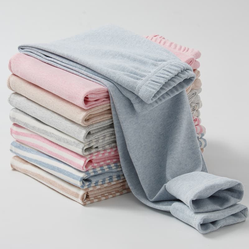2023 Autumn/Winter Children's Pants - Comfortable Fleece Cotton, Warm Sleep Pants for Boys and Girls, Korean Style Striped Solid Color Children's Home Pants