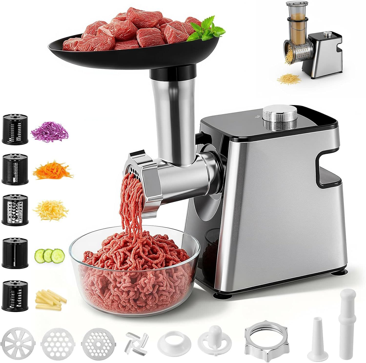 Two-speed meat grinder, vegetable slicer, sausage machine, Meat Grinder slicer, shredded cheese salad machine, Amazon best seller
