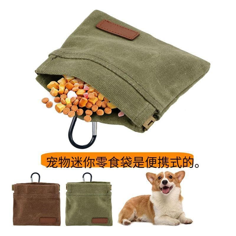 Outdoor Pet Dog Food Waterproof Bag Portable Canvas Storage Bowl for Dog Food, Anti-Loss Snack Pouch for Walking