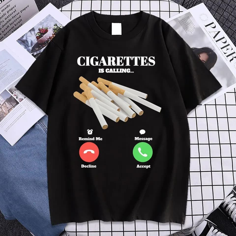 [EU Size Cotton T-Shirt] Cigarette Weighing T-Shirt Funny Smoker Meme T-Shirt Men Women Fashion Retro Humor Short Sleeve