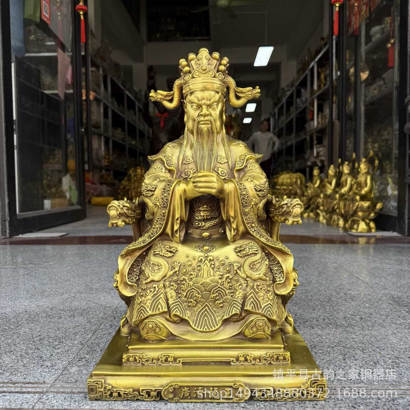 Pure brass Dragon Five Lord Guangji Dragon King God of Wealth Buddha statue living room decorations Five Dragon King bronze statue decoration large size