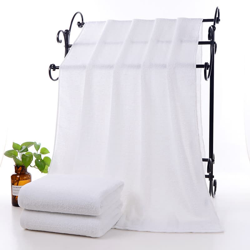 350g Weak Twist Yarn White Bath Towel Hotel Bath Towel Cotton Bedding Hotel Beauty Salon Use Bath Towel Thickened Wholesale
