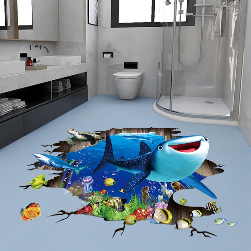 3D three-dimensional wall-mounted shark ocean sticker creative personalized wall sticker poster wallpaper self-adhesive sticker E012