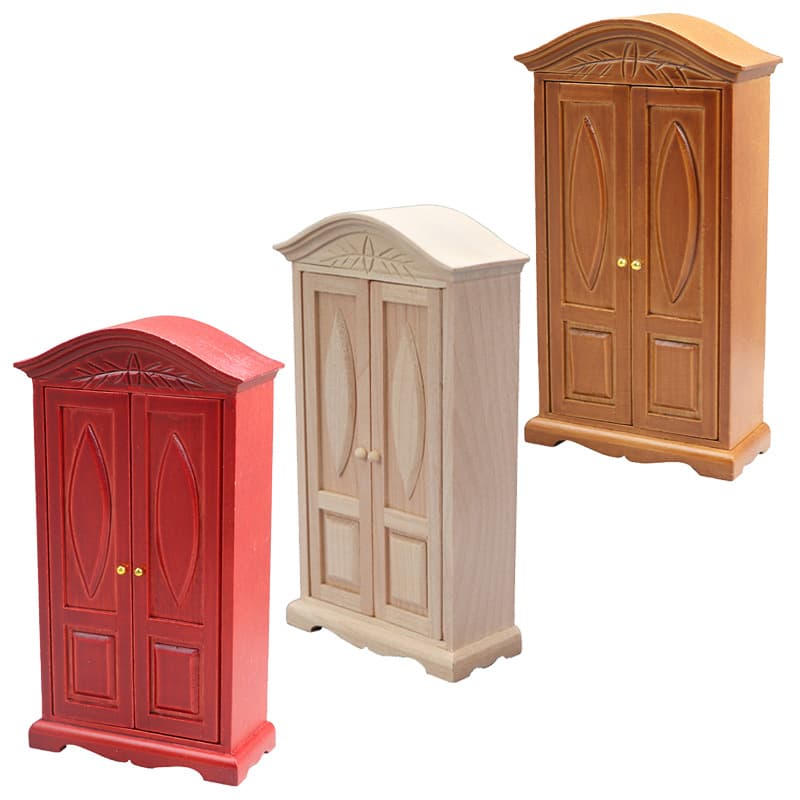 1:12 Dollhouse Red Wood Color Hand-Carved Miniature Cabinet Furniture Scene Model Wardrobe