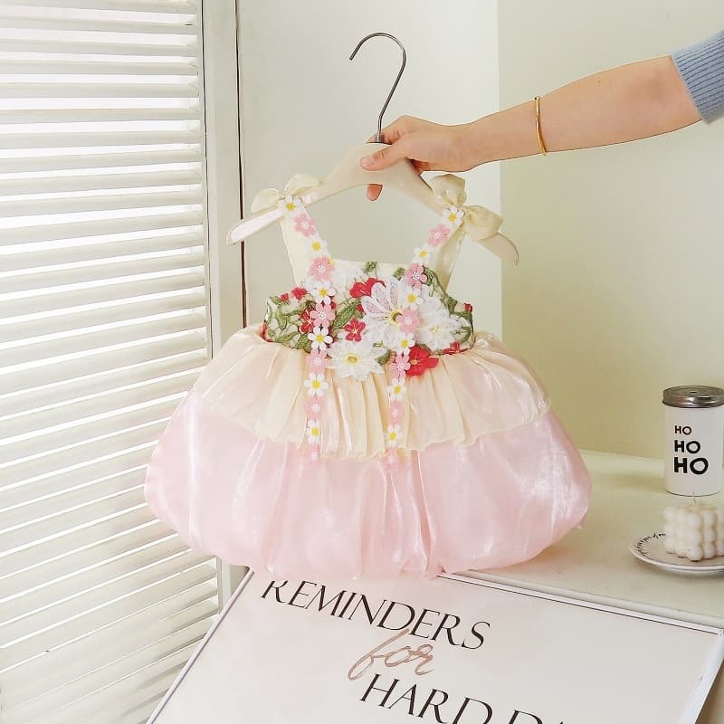 Baby Girl Summer Dress Garden Style Embroidered Princess Dress Spring Fresh Outfit for Outings