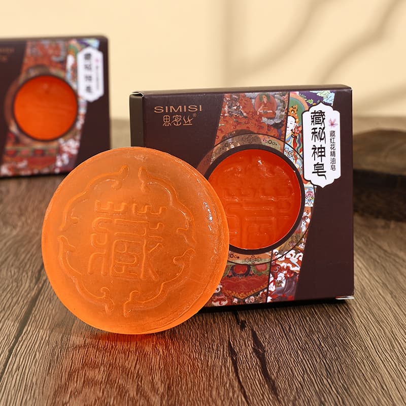 【Smex】Saffron Essential Oil Soap, Handmade, Cleansing & Moisturizing, 80g