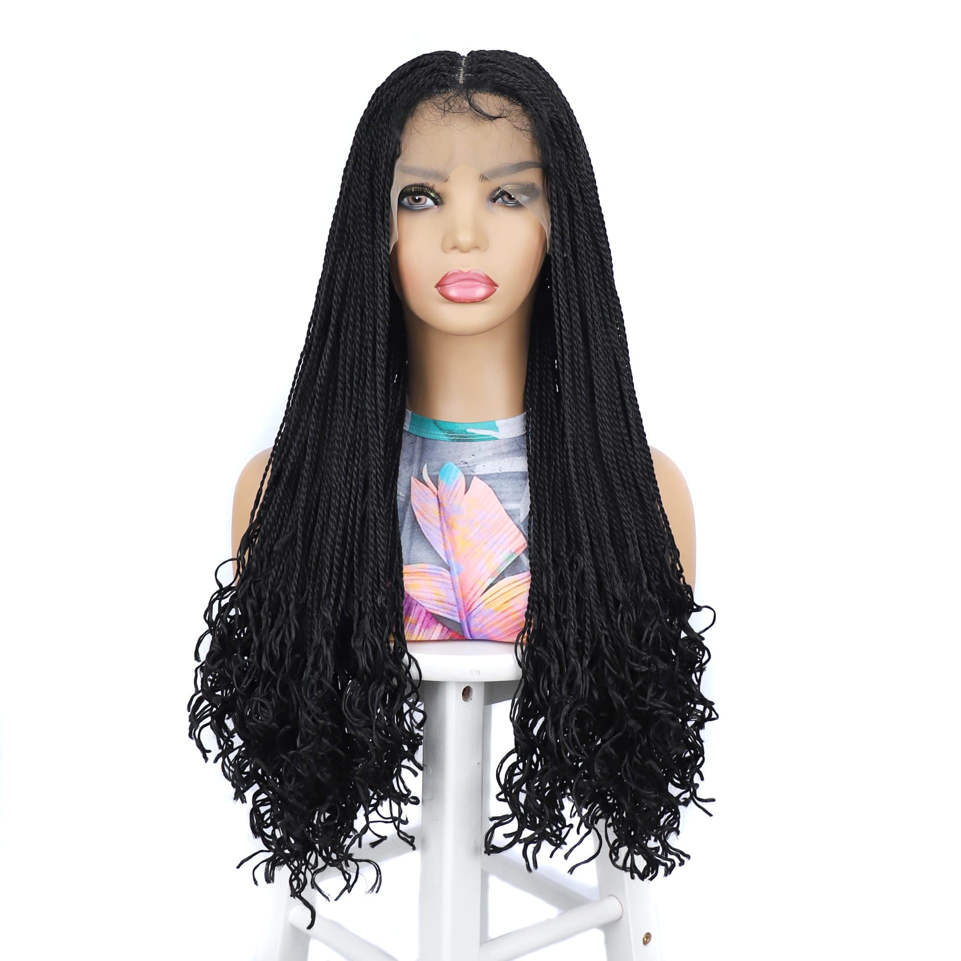 Lace Wig with Two-Twist Curly Dreadlocks, Synthetic Fiber Front Lace Wig, Export Dreadlock Wig
