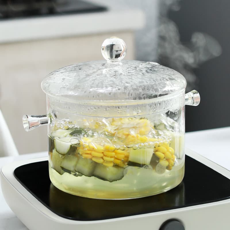 High Borosilicate Glass Pot with Lid, Transparent Heat-Resistant Glass, Hot Pot for Electric Ceramic Stove, Milk Soup Pot, Soup Cooker