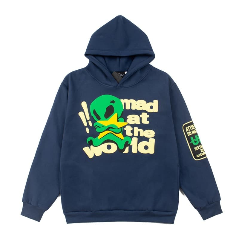 26 Cross-border American Street Five-pointed Star Alien Foam Hoodie Unisex Couple Loose High Street Fleece-lined Hooded Sweatshirt