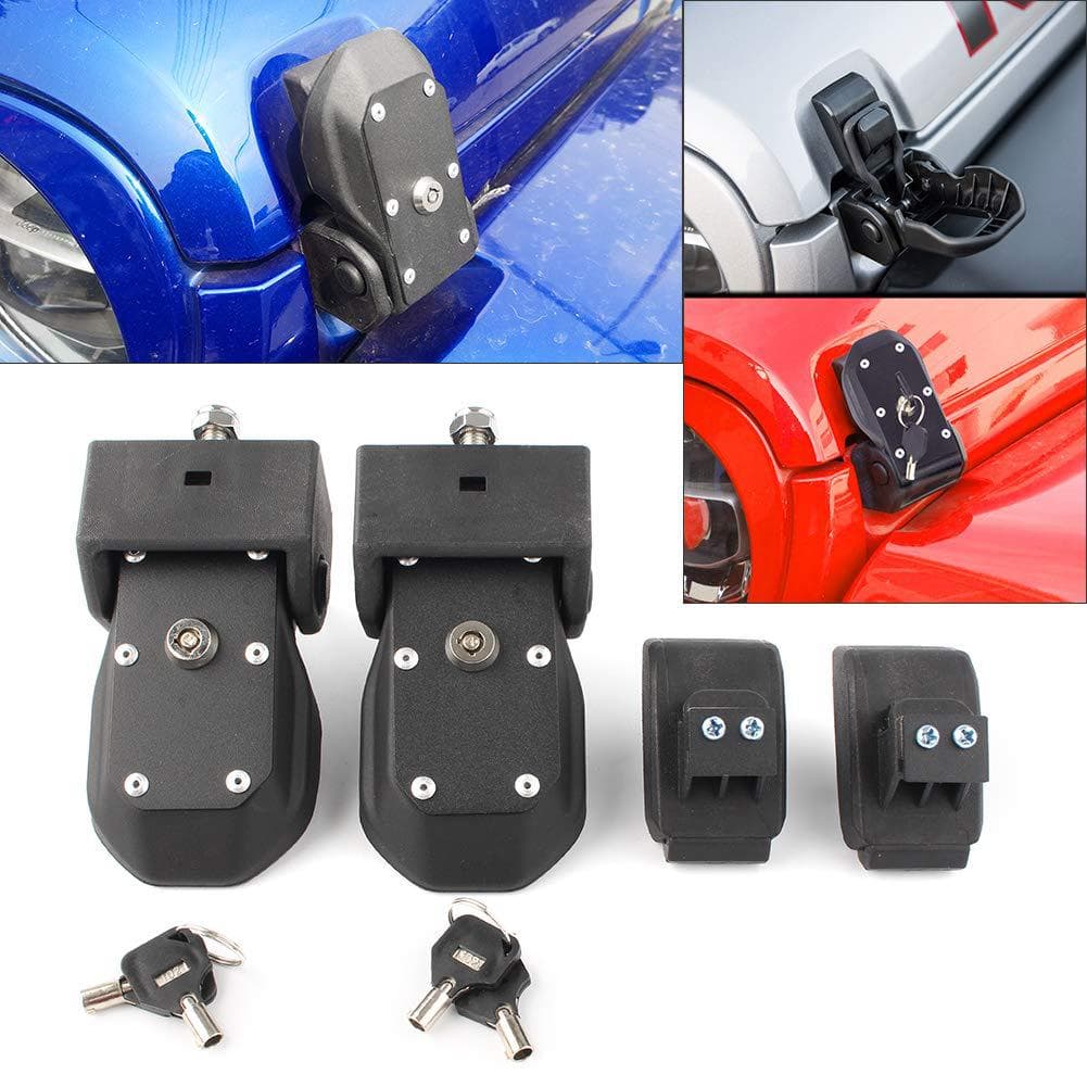 Suitable for Jeep Wrangler JK 07-17 Black Hood Latch and Lock Accessories