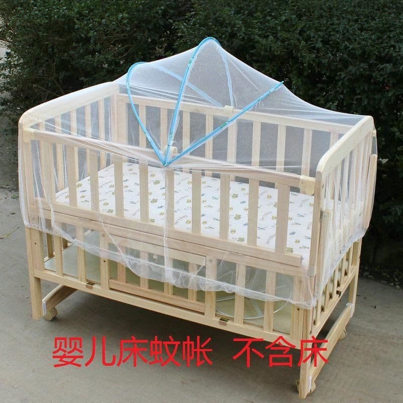Baby Crib Mosquito Net with Built-in Stand, Foldable Mongolian Yurt Style Mosquito Net Cover for Children