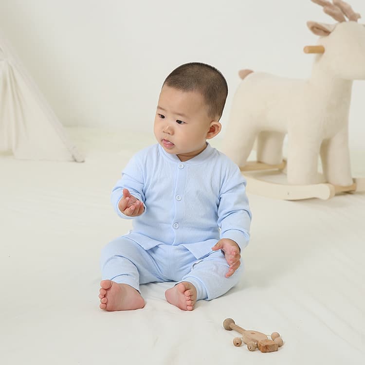 Baby spring and autumn set pure cotton Category A male and female baby pajamas long-sleeved home clothes split two-piece suit