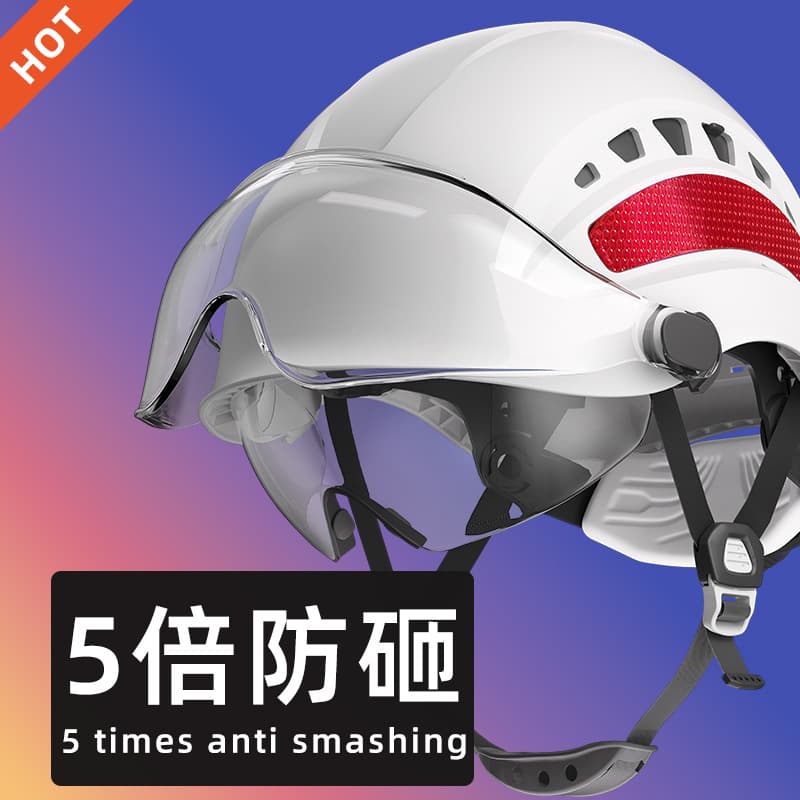 High Altitude Work Safety Helmet Construction Site Premium with Goggles Breathable Construction Lightweight Climbing Helmet Glasses White