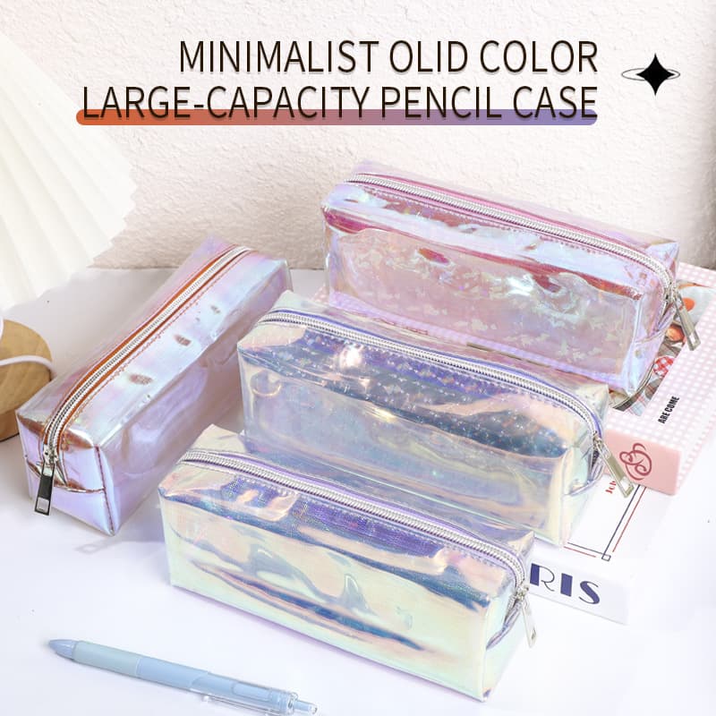 Laser Holographic Pencil Case Korean Style Creative Cute Stationery Bag Office Supplies Ins Student Pencil Pouch Wholesale