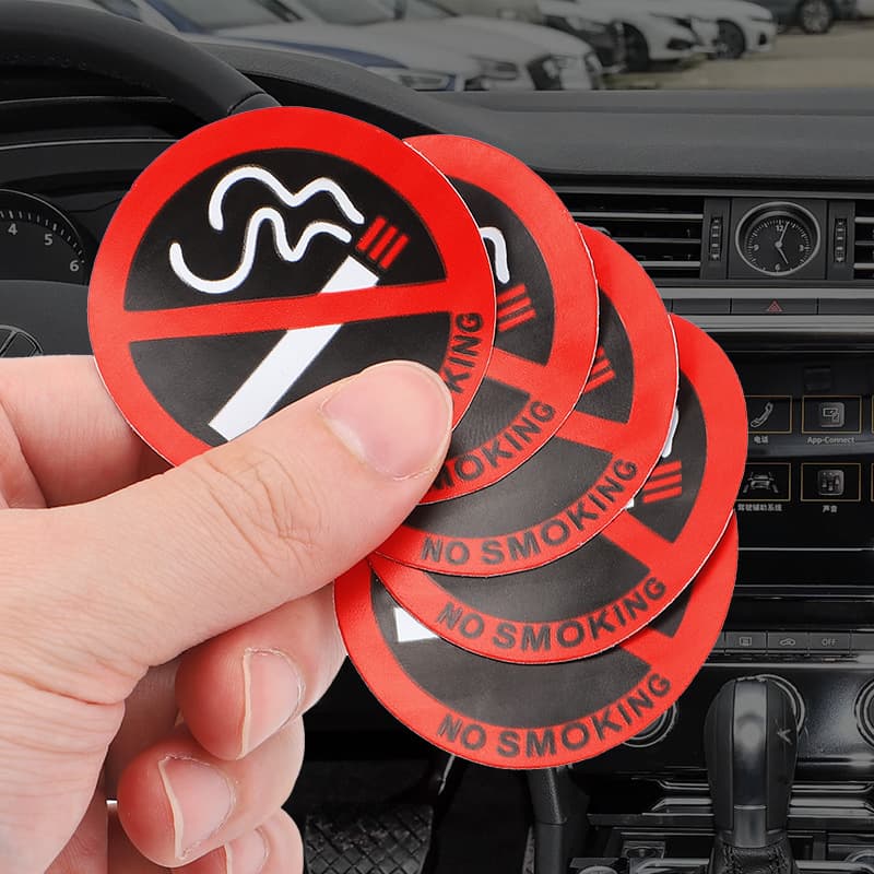 Car No Smoking Sticker, Vehicle Interior No Smoking Sign, Car and Home Use No Smoking Warning Decal