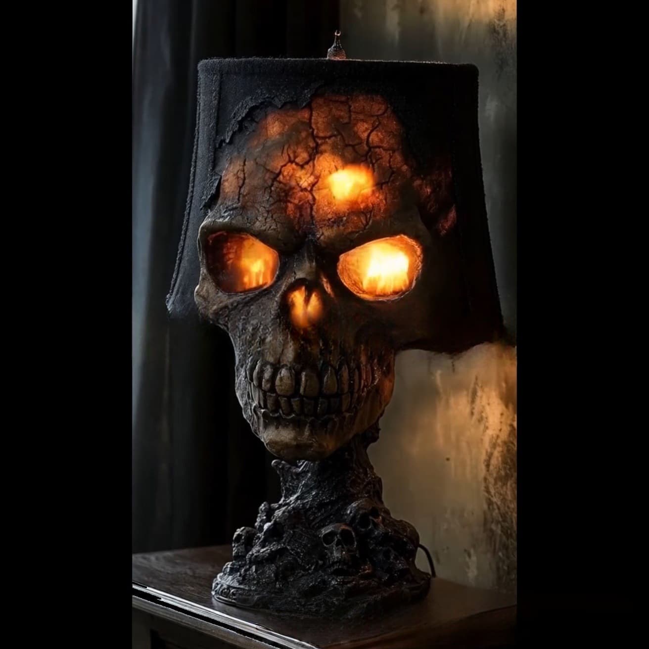 Cross-border New Halloween Skull Light - Skull Lamp Courtyard Lamp Resin Ghost Festival Garden Decoration Craft