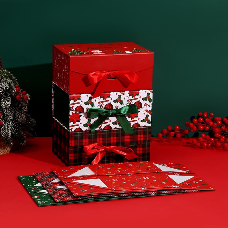 Premium Christmas Gift Box Empty Packaging for Peace Apples Magnetic Folding Gift Box