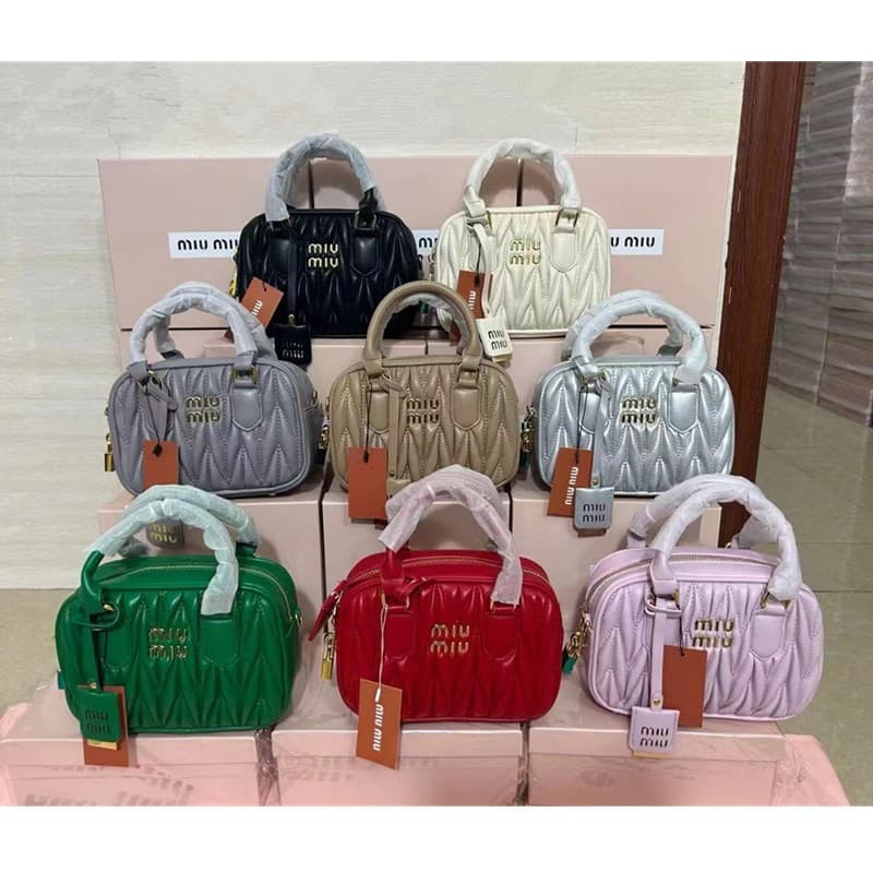 miu Miujia pleated lock bowling bag Boston daughter hand bag single shoulder crossbody bag for women