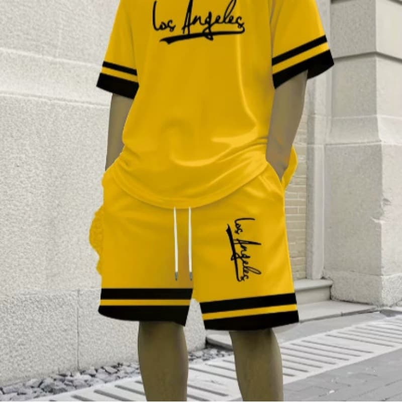 2026 new cross-border foreign trade summer fashion men's sports suit 3D printed T-shirt and shorts two-piece set