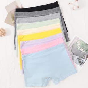 Wholesale Candy Color Teen Girls Mid-Rise Boxer Briefs, Women's Underwear, Pure Cotton, Simple Solid Color, Women's Boxer Shorts