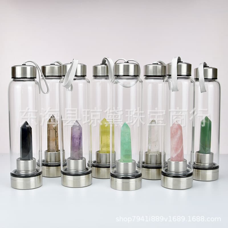 Natural Crystal Hexagonal Crystal Column Glass Water Cup Crystal Gem Water Bottle Crystal Tea Cup Column Cup