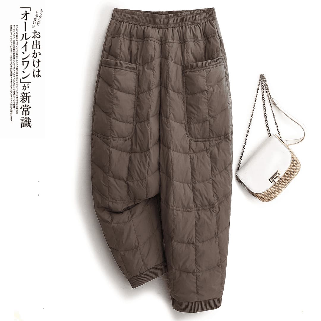 2025 Autumn/Winter New Plus Size Fashionable Loose Elastic Waist Cotton Casual Pants Thickened Warm Lightweight Cotton Pants Trendy